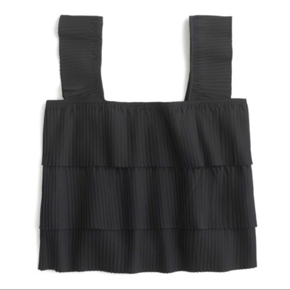 J. Crew Tops - NWT J Crew Pleated Tiered Black Tank Top